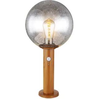 GLOBO Sockelleuchte Aluminium Glas 25x50 cm inkl. Bewegungsmelder braun