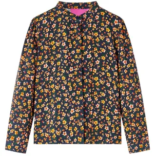vidaXL Hawaiihemd Kinderhemd mit Stehkragen Marineblau 128 blau