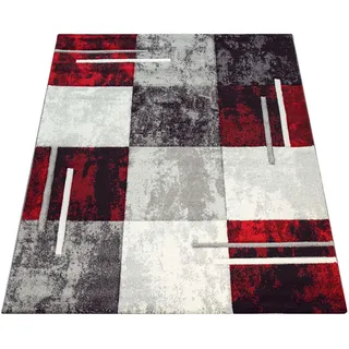 Paco Home Diamond 663 Kurzflorteppich 80 x 150 cm Grau/Rot