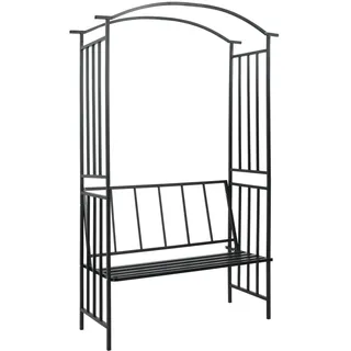 Rosenbogen Mit Bank Schwarz 128x50x207 Cm Eisen