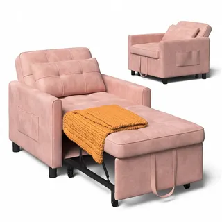 Bealife Relaxsessel 3 in 1 Klappsessel, Schlafsessel, Liegesessel, 175 cm, Verstellbare Rückenlehne rosa