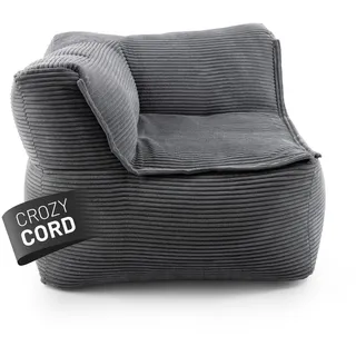 Lumaland Modulares Eckteil Links - Cord-Reihe | Indoor Sitzsack mit Softer Struktur, ideal Sofa Modulen & zum Pouf | Bean Bag mit Füllung - für Wohnzimmer & Co. - 81x81x70 cm