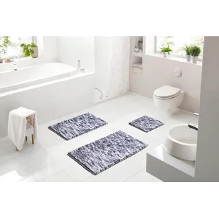 Badematte LINEA DUE "Punto", grau (hellgrau), H:20mm, Baumwolle, Polyester, Badematten, Badematte