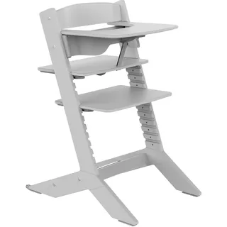 Geuther Kinderhochstuhl Holz Nala, Set Hochstuhl Baby + Tisch, mitwachsender & ergonomischer Kinderstuhl, höhenverstellbar mit One-Click-System, Babystuhl belastbar bis 90kg I Farbe Grau