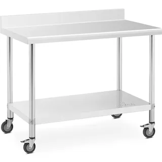Royal Catering Edelstahltisch mit Rollen PREMIUM 60 x 120 cm 158 kg Aufkantung - Edelstahltische