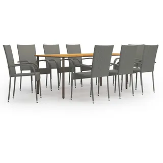 vidaXL Garten-Essgruppe 9-tlg. grau