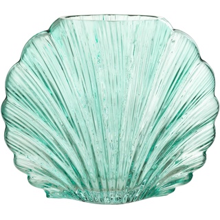 J-Line Muschel Vase Glas Azurblau groß