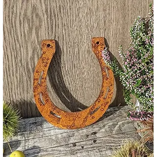 terracotta-toepfe-de Hufeisen ca. 14 cm hoch aus Metall Edelrost Rost Deko Garten Wohnung Glücksbringer Hochzeit Richtfest Geburtstag Pferd