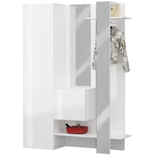 freiraum Kompaktgarderobe Anzio in Weiß Hochglanz - 140x191x35cm (BxHxT)