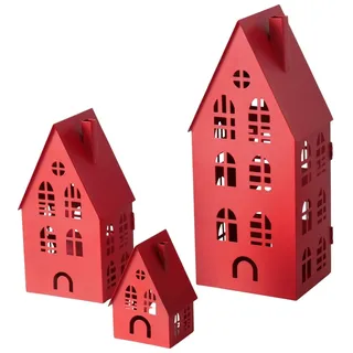 Boltze Laterne Dover, 3er-Set, Rot