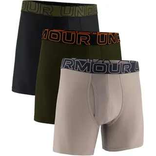 3er Pack UNDER ARMOUR Performance Tech Solid 6" Boxershorts Herren 254 - taupe dusk XXL