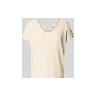 T-Shirt aus Viskose-Mix mit V-Ausschnitt Modell 'SIRUKUS', Beige, 40