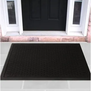 wohnTRAUM24 Fußmatte Fußmatte außen rutschfest 45 x 70 cm – Schmutzfangmatte für Haustür, Schmutzfangmatte für Haustür,Flur,Balkon&Terrasse für Innen und Außen schwarz