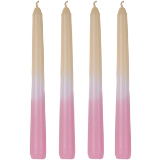 ReWu Kerze Spitzkerze mit Farbverlauf Creme/Pink Pastellfarben 4er-Set Echtwachskerze Wohndekoration Bunt Geschenkidee 2 x 20 cm