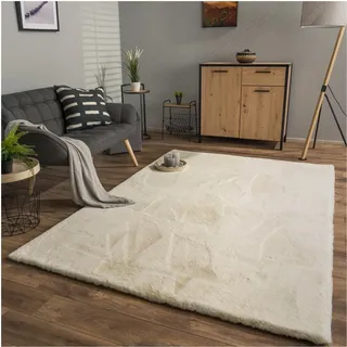 TT Home Hochflorteppich 60 x 100 cm Weiß