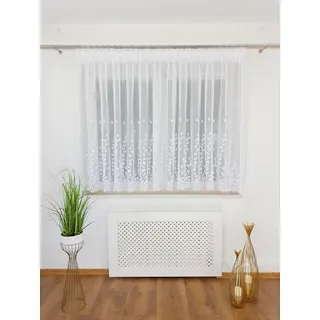 Fertiger Vorhang 400 X 145 Cm Aus Gaze Mit 3d-stickerei Und Wellenband