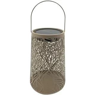 Dehner Laterne Kunststoff, Metall Ø20 x H32 cm Solarbetrieb, Dämmerungssensor, spritzwassergeschützt braun