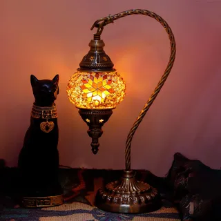 Türkische exotische Mosaik Tischlampe mit handgefertigten marokkanischen Stil Retro Lampe Schatten Dekorative Lichter für Schlafzimmer Weihnachten Halloween Büro Art Decor