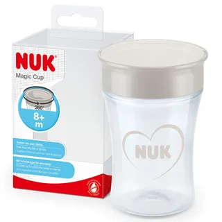 NUK Magic Cup Trinklernbecher | auslaufsicherer 360°-Trinkrand | 8+ Monate | BPA-frei | 230 ml | Herz (neutral)