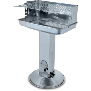 ACTIVA Edelstahl Holzkohle Säulengrill "Pisa" mit 54 x 34 cm großen verchromten, verstellbaren Grillrost, Aschekasten und Belüftung in der Säule