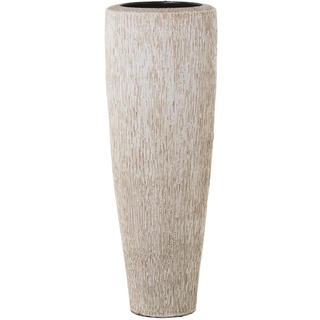 DRW Bodenvase aus Keramik in Weiß und Braun, 22 x 60 cm