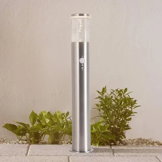 LINDBY Wegeleuchte Edelstahl 7,6 cm x 54 cm mit Bewegungsmelder weiß