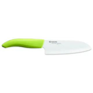 Kyocera Keramikmesser FK 140-WH Grüner Griff Keramik Messer - 14cm Klinge - Santokumesser
