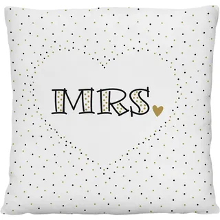 GRUSS & CO Plüschkissen Mr. & Mrs. | Zierkissen mit Wendemotiv, 25 cm x 25 cm, 100% Polyester | Geschenk, Hochzeit, Dekoartikel | 74676