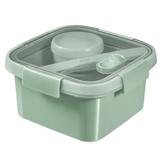 CURVER Lunch Smart Lunchbox mit Deckel, Besteck und Soßenbehälter 1,1 L grün
