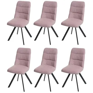 Mendler Esszimmerstuhl HWC-J69 Samt rosa 6er Set