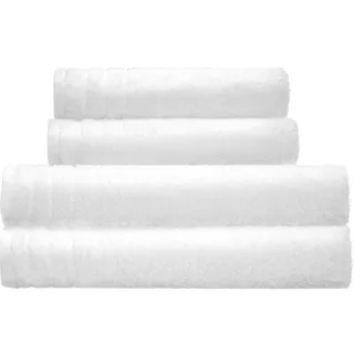 Kleine Wolke Handtuch Set Royal, 4 Stück (2 Handtücher 50/100 cm + 2 Duschtücher 70/140 cm), Frottier (Set, 4-St), Uni Farben, mit Bordüre, weich, in verschiedenen Sets erhältlich weiß
