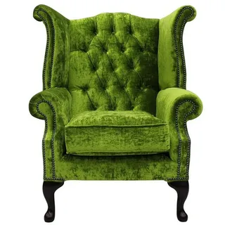JVmoebel Ohrensessel Chesterfield Sessel aus Leder in Braun mit Lounge-Funktion, Made in Europa grün