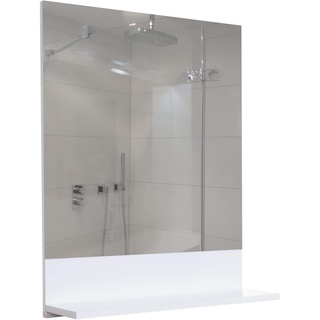 Mendler Wandspiegel mit Ablage HWC-B19, Badspiegel Badezimmer, Hochglanz 75x80cm - weiß