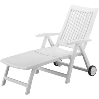 Kettler Roma Advantage Gartenliege weiß - klappbare Sonnenliege für Garten, Terrasse und Balkon - Rückenlehne mehrstufig verstellbar - wetterfeste Rollliege aus beständigem Kunststoff