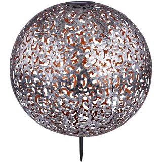 LED Solarleuchte GLOBO LIGHTING "SOLAR", silber (silberfarben), H:50cm Ø:40cm, Leuchten, Solarlampe für Garten, Toller Lichteffekt, Solarkugel mit Erdspieß