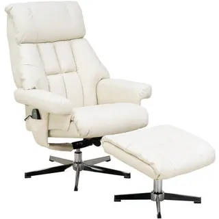 Femo TV Relaxsessel Leder 80 x 100 x 90 cm Beige mit Hocker
