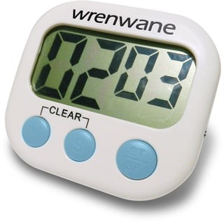 Wrenwane Digitaler Küchentimer mit Großem Display und Ziffern - Lauter Alarm - Time Timer - Küchenwecker - Kurzzeitmesser - Eieruhr Timer - Timer Digital - in Weiß