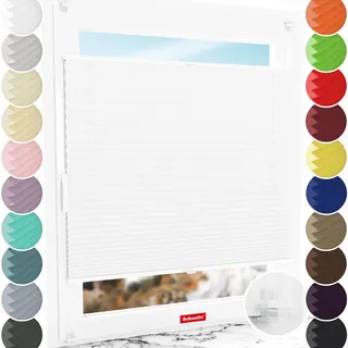 Schuette® Plissee ohne Bohren ● Thermo Kollektion: White Day (Weiß) ● 75x100cm (Breite x Höhe) ● Suprafix Faltrollo Klemmfix 2.0 Rollo ● 60 Sekunden Plisseerollo Montage inkl. Video