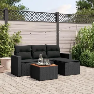 Festnight Gartenlounge mit Stauraum - Rattan Sofa Balkon Garten Lounge Outdoor Ecklounge Sitzecke Klein Loungemöbel Gartensofa Ecksofa Rattansofa Couch