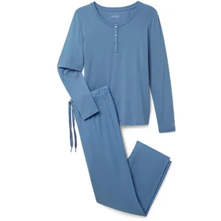 Tchibo - Flanell-Pyjama-Set - Damen - Gr. S - blau