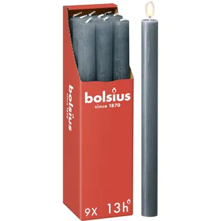 Bolsius Rustik Stabkerzen 27 x 2,3 cm 9 Stück Dunkelblau
