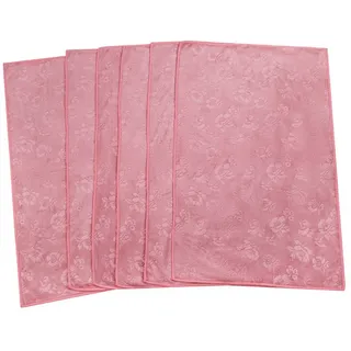 AQUA CLEAN Geschirrtuch Kristall Geschirrtücher mit Prägemotiv 6tlg. Blumen Pink, (6-tlg)