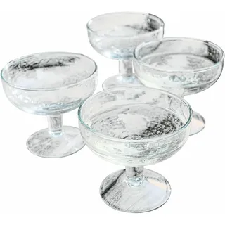 LOBERON Glas 4er Set Port Vila, klassisch elegante Schalenform, unregelmäßige Oberfläche, auch für Desserts geeignet, Sektschale, Tischaccessoires, klar
