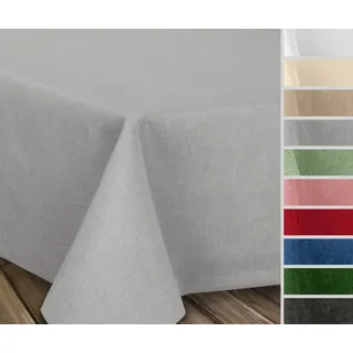 Beautex Tischdecke Fleckenabweisende bügelfreie Tischdecke mit Lotuseffekt, Leinenoptik (1-tlg) grau|silberfarben Eckig | 90 cm x 90 cm