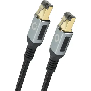 Oehlbach D1C13353 RJ45 Patchkabel CAT 8.1 2.00m Schwarz vergoldete Steckkontakte, dreifach geschirmt 1St.