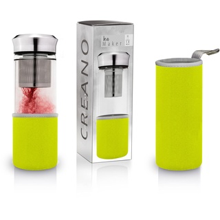 Creano Teebereiter Teamaker - Teeflasche to go aus Glas mit Sieb für losen Tee inkl. Neoprentasche | 400ml (Grün)