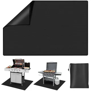 Feuerfeste Unterlage 100x150cm, Hitzeschutzmatte Wasserdicht Wiederverwendbar Klappbar mit Oxfordtasche, Grillmatte Bodenschutz für Gasgrill Holzkohlegrill Elektrogrill Kamin