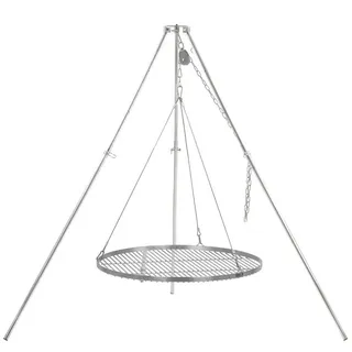 BBQ-Toro Schwenkgrill Dreibein Schwenkgrill mit Ø 70 cm Grillrost, Edelstahl, Einfache Reinigung silberfarben