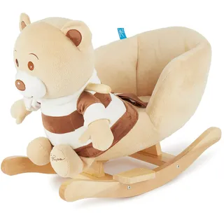 Bieco Plüsch Schaukeltier Bär Bubu 62x30x48cm | Schaukelpferd Baby | Schaukeltier Baby Kinderschaukel Indoor Baby Wippe Baby Schaukel Schaukel Baby