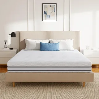 SynthoSpace 7-Zonen Gel Matratze 140x200 cm | H2&H3 | Rollmatratze 16 cm | 2 in 1 Gel Viskoschaum Matratzen 140x200cm | Ergonomische Kaltschaummatratze | Bezug abnehmbar & waschbar | Oeko-TEX®